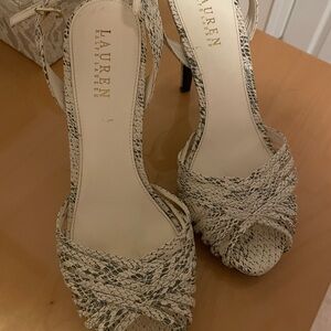 Lauren Ralph Lauren Cream Heels with Woven Detail
